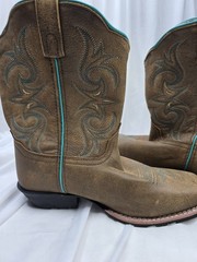 Dan Post Brown Turquoise Western Embroidered Leather Boots Unisex .