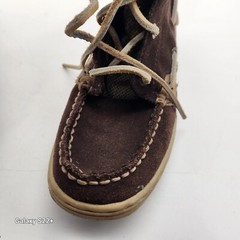 Sperry Top Sider Bluefish Boots Plaid Lined Mocassin Kids Size 13M Leather