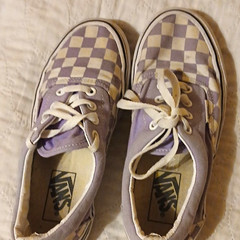 VANS Unisex Purple/White Checkerboard Canvas Low Top Lace Sneaker 5