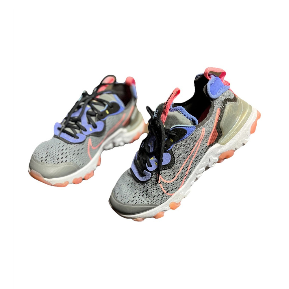 Nike React Vision GS Gray Black Purple Pink Mesh Sneakers Unisex Kids 5Y