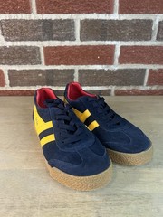 Gola Navy Suede Red Leather Wingflash Harrier Lace Up Retro Sneakers, size 32 2
