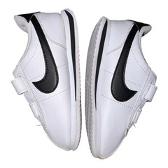 Nike Cortez Basic SL Kids White & Black Sneakers Hook Loops Straps Size 8.5