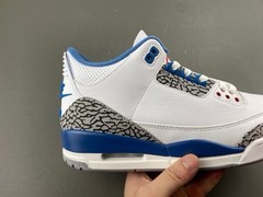 Nike Air Jordan 3 Retro Kids 9.5 White/Blue Elephant Print Leather Low Top