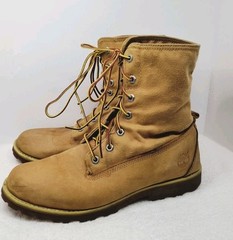 Timberland Roll Top Boots Leather Textile A13ST 3898 Tan Big Kids Girls Size 7