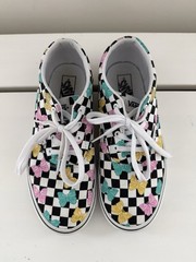 Vans Kid’s Size 4 Checkerboard Butterfly Print Lace Up Sneakers Shoes