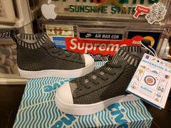 NATIVE Grey JEFFERSON 2.0 HIGH LITEKNIT Kids Sneakers Lace Shoes 10T US / 27 EUR