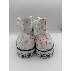 Converse Chuck Taylor All Star High Top Pink Silver Stars White A05393F Kids 5.5
