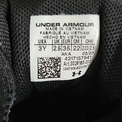 Under Armour Charged Assert 10 Kids Running Shoes Black 3026183-002 Size 3Y