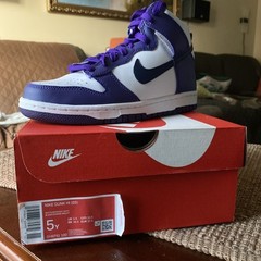 Big Kid’s Nike Dunk Hi White/Midnight Navy (DH9751 100) – 5