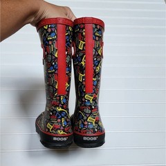 Bogs Construction Vehicle Print Rain Boots Size 2 Big Kids