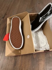 VANS Classic Slip-On Suede Flame Black/White Unisex Kids US 2 New w/ Box