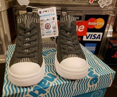 NATIVE Grey JEFFERSON 2.0 HIGH LITEKNIT Kids Sneakers Lace Shoes 7T US / 23 EUR