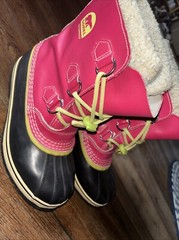 Sorel Boots Pac TP Leather Waterproof Winter Snow Magenta Youth Size 6