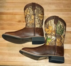 Magellan Outdoors 167265 Realtree Camo Brown Square Toe Western Boots Youth #12