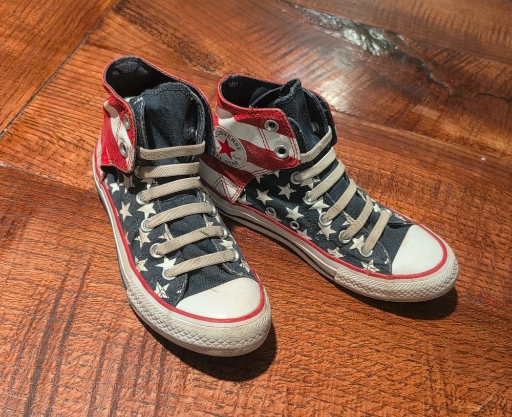Converse Chuck Taylor AAmerican Flag Red White & Blue High Tops Kids Size 4