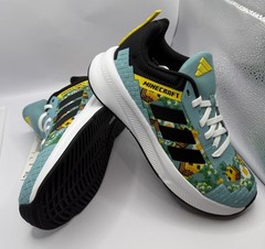 Size 3.5 Youth- Minecraft Adidas Fortarun 4.0 J “Mint Ton/Black/Yellow” JR1939