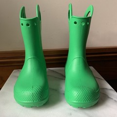 CROCS Handle It Big Kids Youth Size J2 Shoes Green Waterproof Pull On Rain Boots