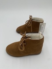 Gap Shearling Style Boots Kids Size 7 Brown Faux Suede Lace Up Ankle Winter
