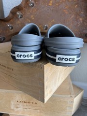 Crocs Crocband Smoke Gray Navy Clogs Water Shoes Size US 3 J3 Casual Sandals EUC