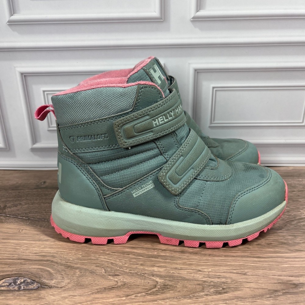 Helly Hansen Winter Boots Kids Teal Green Pink Waterproof Primaloft 11645 Size 1