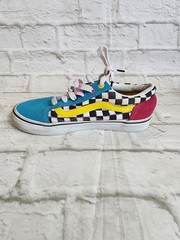 VANS OLD SKOOL Kids Unisex Multicolor Checker Suede Sneakers Shoes Size 3