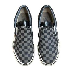Vans Authentic Kids Classic Slip-On Checkerboard Black/Pewter Shoe – Kids 2.5