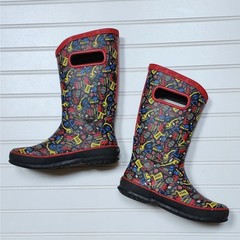 Bogs Construction Vehicle Print Rain Boots Size 2 Big Kids