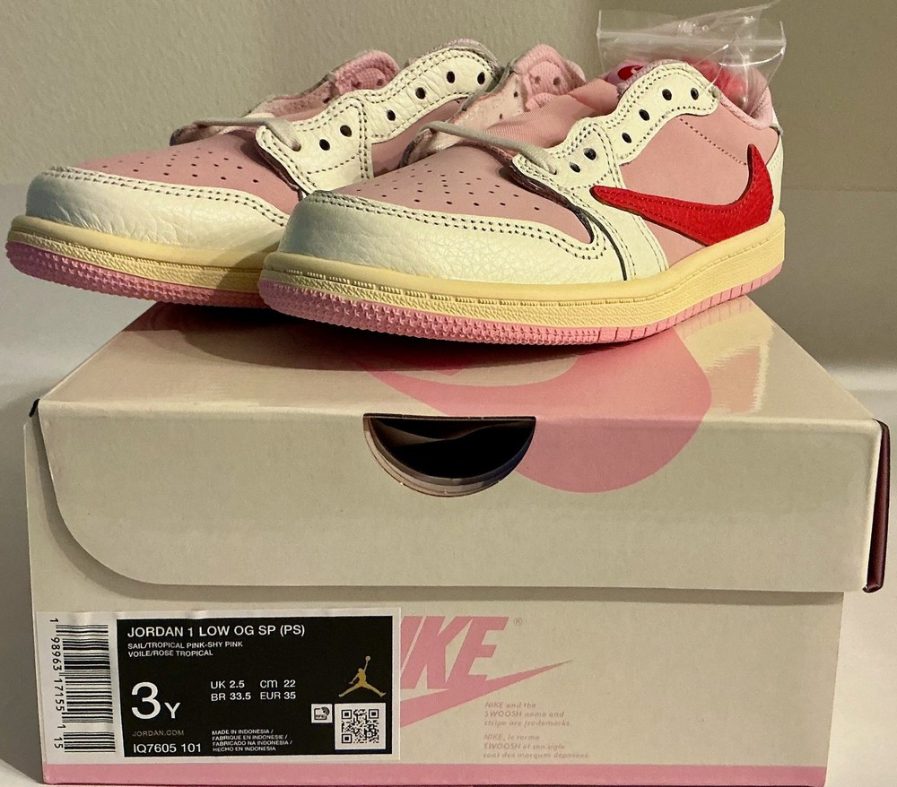 Jordan 1 Retro Low OG SP x Travis Scott Sail Tropical Pink (PS) – 3Y