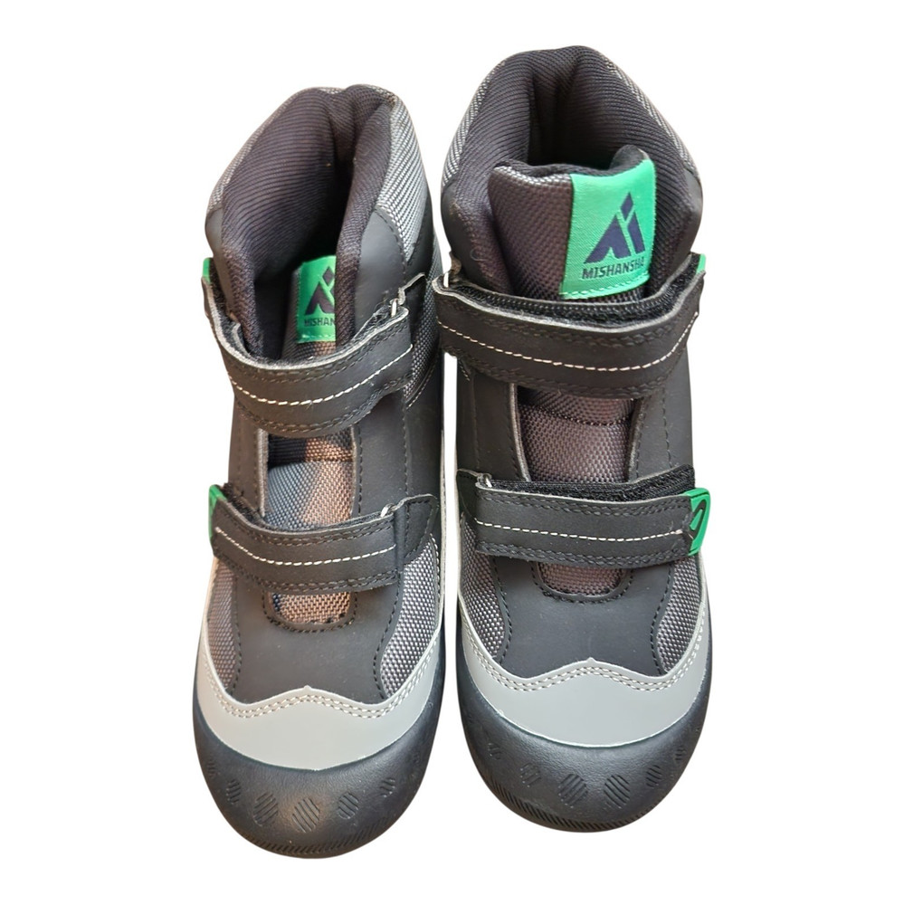 Mishansha Unisex Kids Mid Top Hook & Loop Sneakers Black/Gray/Green US 5