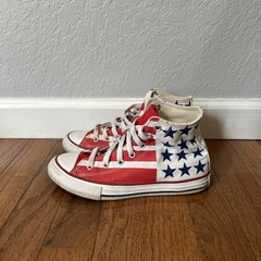 Converse Chuck Taylor High Top Sneakers Shoes American Flag Junior Size 2 White