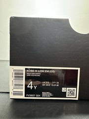 Nike Kobe 9 IX Low EM GS Wolf Grey White FV3607-004 Youth Size 4Y