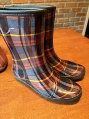Sperry Top-sider Waterproof Rubber Boots & Bonus Tall Boots Burgundy Beige Sz. 5