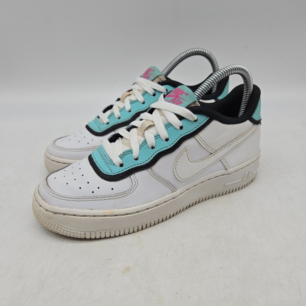 Nike Air Force 1 LV8 1 DBL Sneakers Youth 4.5Y White Teal Black BV1084-100 AF1