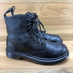 Dr Martens Kids Youth Combat Boots Size 3 Black Leather Zipper Pascal Mono J