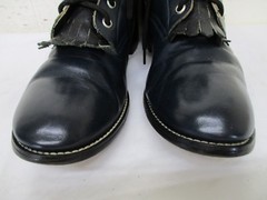 JUSTIN Blue Leather Lace Kiltie Roper Cowboy Boots Youth Size 5.5 D Style 504Y