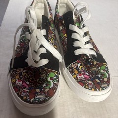 NINTENDO Ground Up Kids Super Mario Sneakers Canvas Game Over Kids Size 6