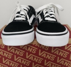 Vans Ward Size 12 M Youth Black White Suede Canvas Skateboard Sneaker