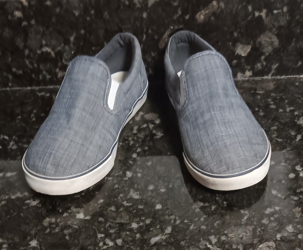 Blue Chambray Gap Kids Slip-On Sneaker Size 4 Lightly Worn