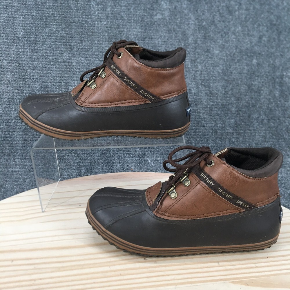 Sperry Waterproof Boots Youth 5 Bowline Storm Brown Ankle Top Lace Up Quilted