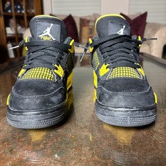 Air Jordan 4 Retro Thunder GS Size 7 Black Yellow Basketball Gym Shoes Sneakers