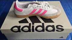 adidas Samba OG J White/Pink Low Top Lace Up Sneakers JQ2831 US 7 EU 40