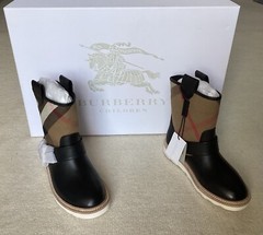 Burberry Kids Newberry Check Boots, Size EU 29 US 12.5