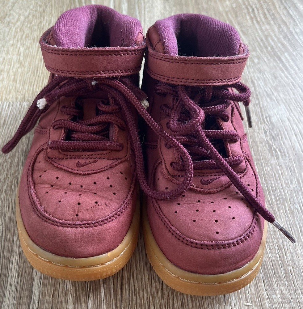 Nike Air Force 1 AHO756-600 Unisex Night Maroon Suede Sneakers Size 9c