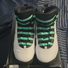 Jordan Air Jordan 10 Retro 30th GG White/Black/Green Sneaker 9Y 705180-118