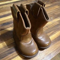 Cat & Jack Brown Western Boots Unisex Kids Leather Pull On Non-Marking Sole US 5