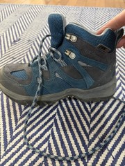 L.L.Bean Unisex Kids Blue/Gray Mesh Ankle Hiking Boots Lace Up Size 4