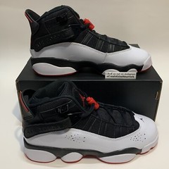 Jordan 6 Rings Black White Varsity Red Big Kids Size 4Y Youth EU 36 323419-067