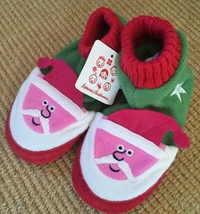 Hanna Andersson Santa St Nick Slipper Socks Boots Fleece Lining sz 9-10