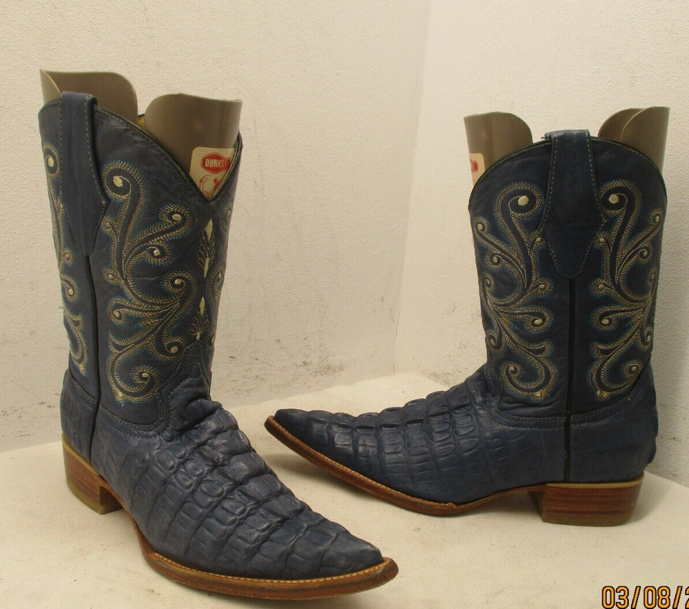 Mesquite Alligator Embossed Leather Pointed Toe Cowboy Boots Youth Sz 23.5 Mex