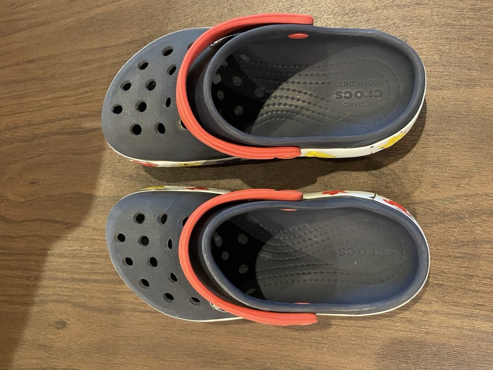 Crocs Navy Blue Red White Disney Clogs Shoes Toddler 11 Genuine Logo